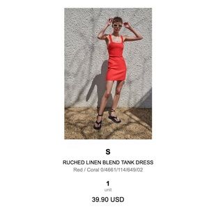 Zara ruched linen blend tank dress